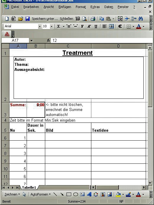 Treatment mit Excel
